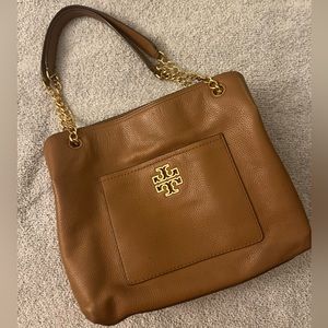 Tory Burch Britten Camel Shoulder Tote
